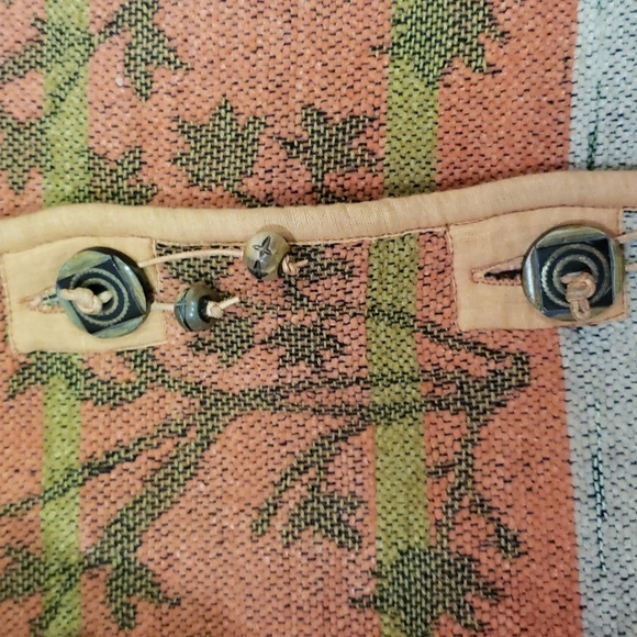 Vintage Flashback jacket womens sm detailed wooden buttons orange green oatmeal - Picture 3 of 5